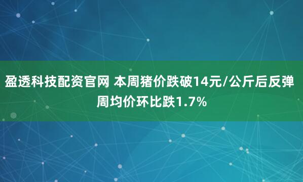 盈透科技配资官网 本周猪价跌破14元/公斤后反弹 周均价环比跌1.7%